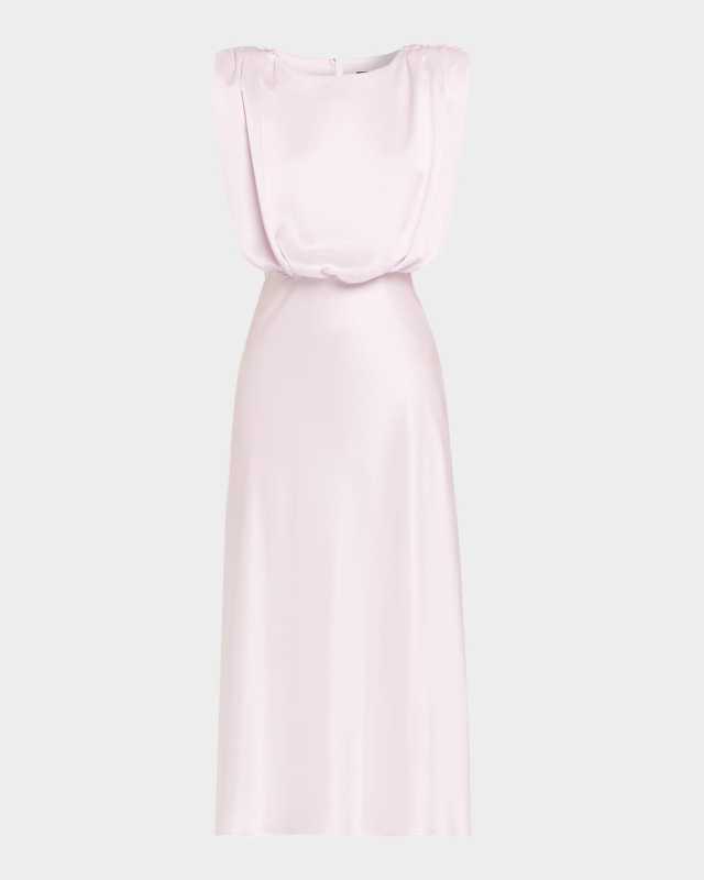 Floral Sleeveless Satin Midi Dress